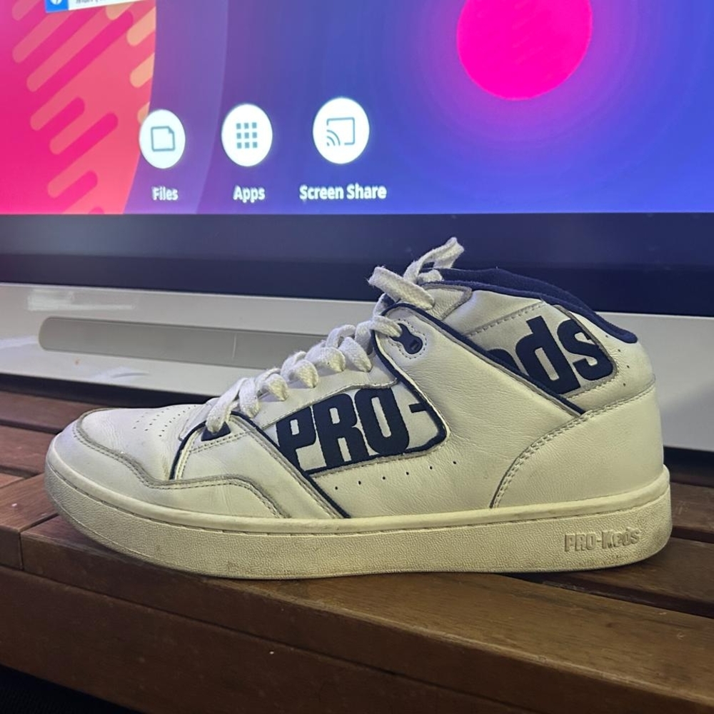 Men's White and Blue Sneakers